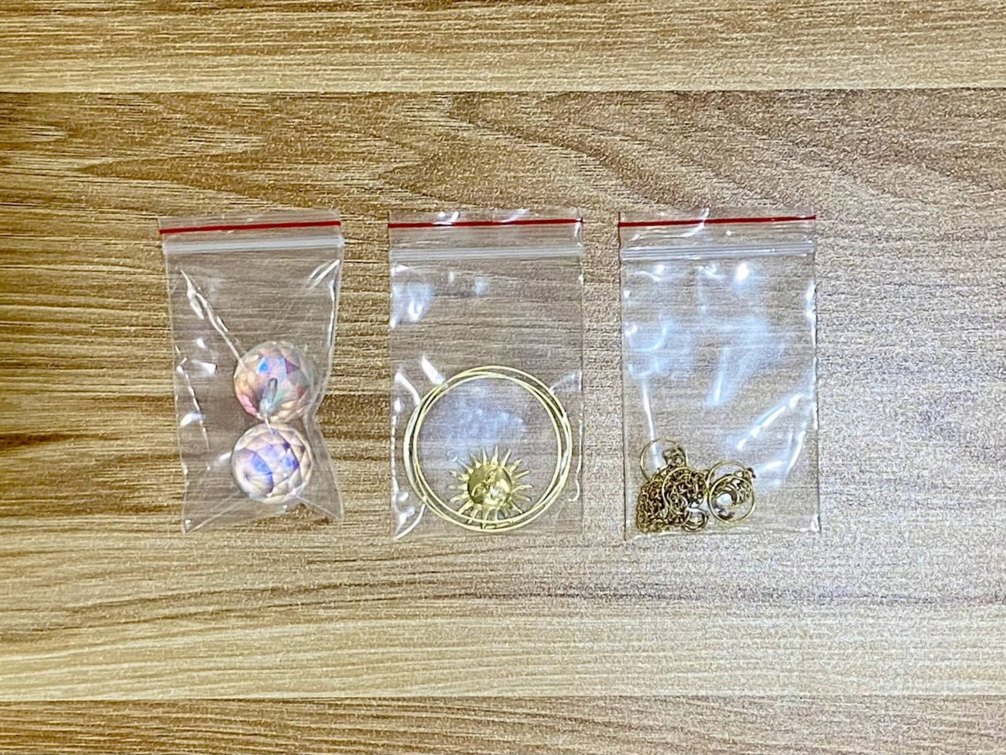 3-Ring Suncatcher DIY Kit - materials laid out (Gold)