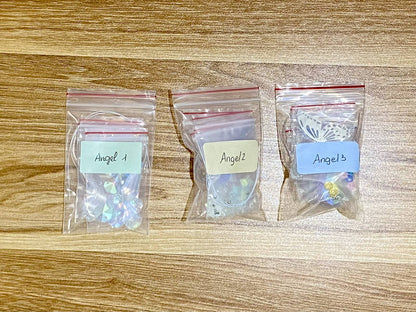 Angel Suncatcher DIY Kit - materials laid out (3-in-1 kit)