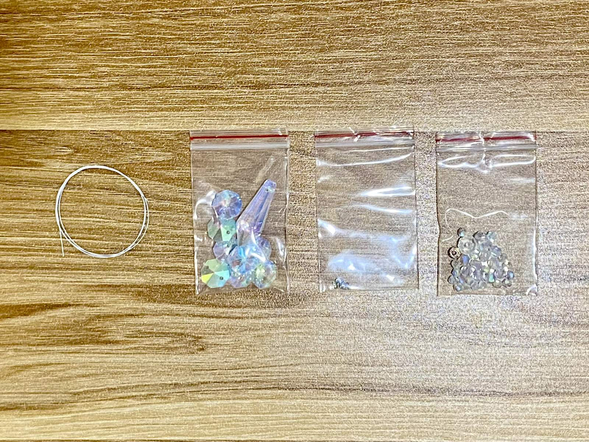 Angel Suncatcher DIY Kit - materials laid out (style 1)