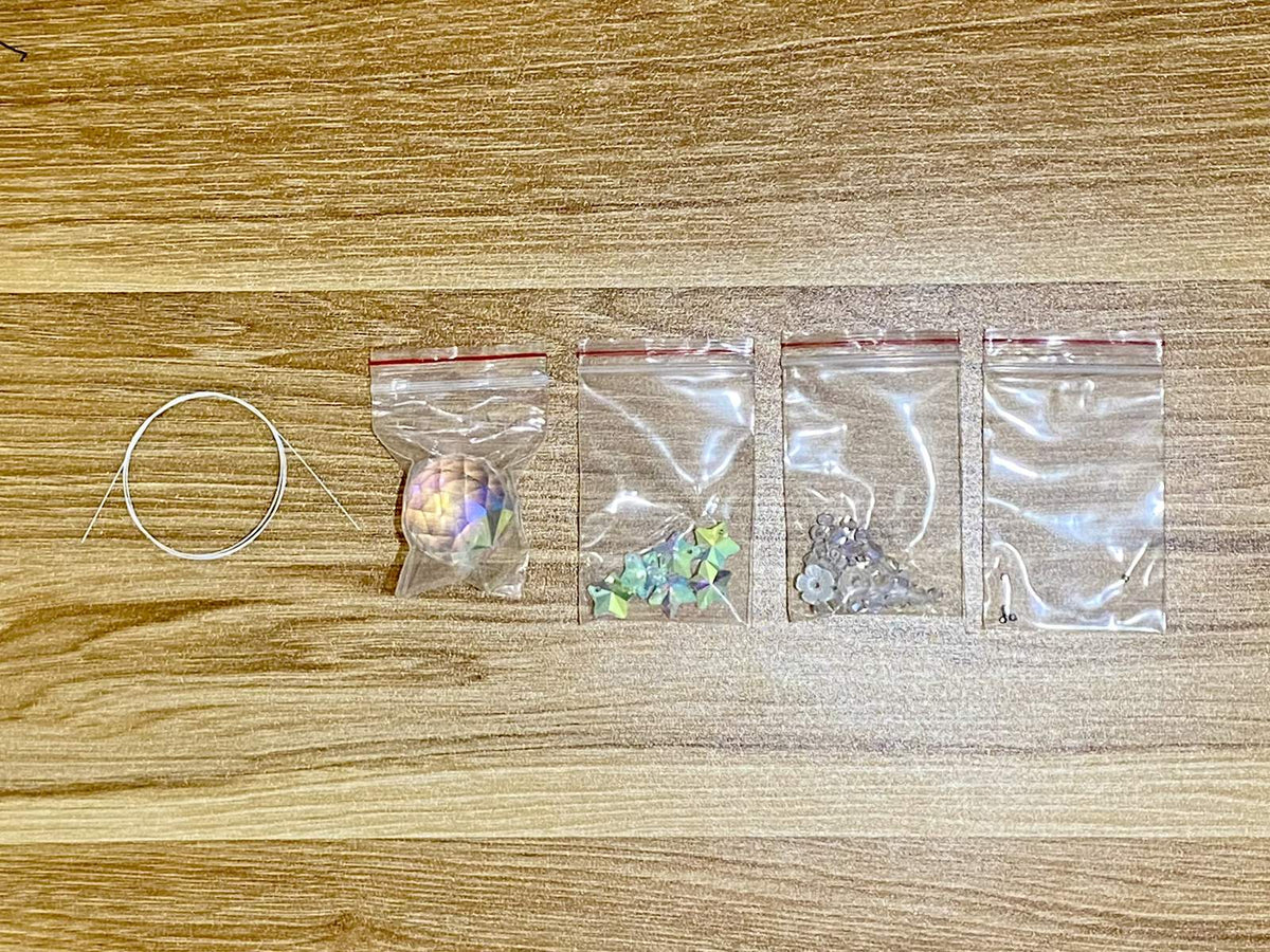 Angel Suncatcher DIY Kit - materials laid out (style 2)