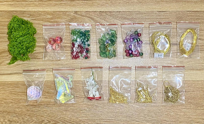 Eden Garden Suncatcher DIY Kit - materials laid out