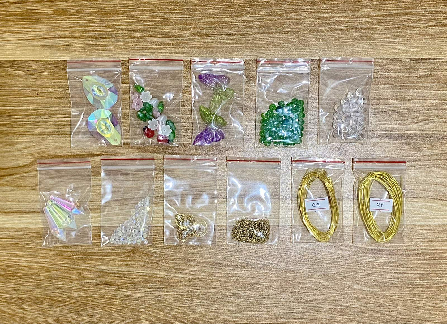 Fairy Garden Suncatcher DIY Kit - materials laid out (Garden Only)