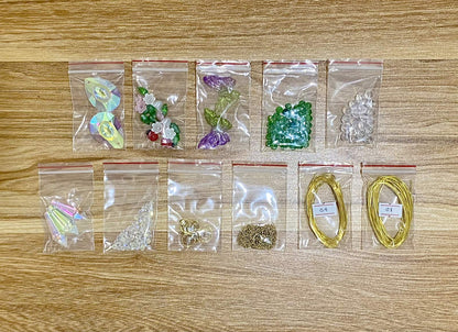 Fairy Garden Suncatcher DIY Kit - materials laid out (Garden Only)