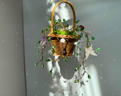 DIY Plant Suncatcher Kit: Crystal Beads, Metal Charms, Rainbow Prism