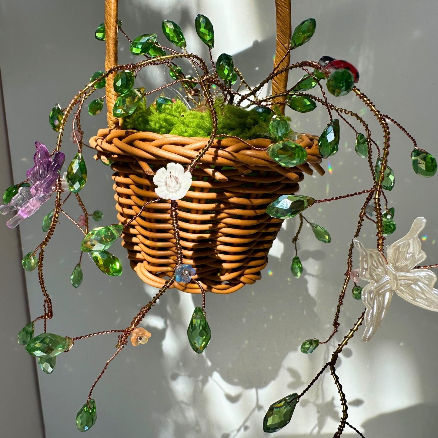 DIY Plant Suncatcher Kit: Crystal Beads, Metal Charms, Rainbow Prism