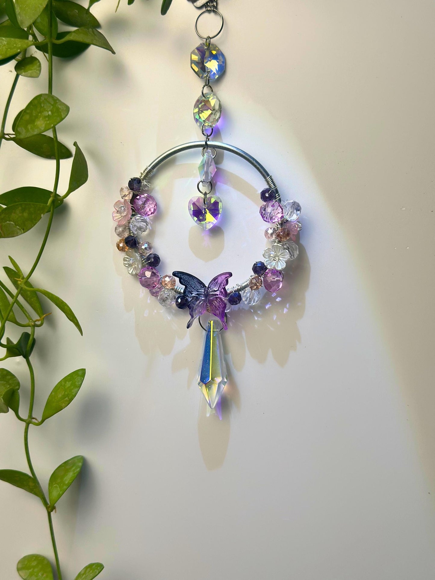 DIY Bloom Suncatcher Kit: Fairy Garden Crystal Prism, Pastel Beads