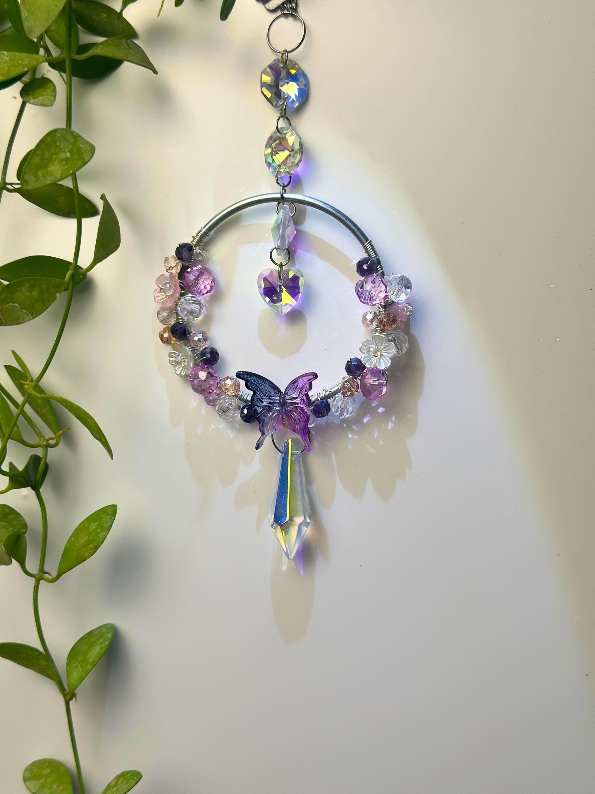 DIY Bloom Suncatcher Kit: Fairy Garden Crystal Prism, Pastel Beads
