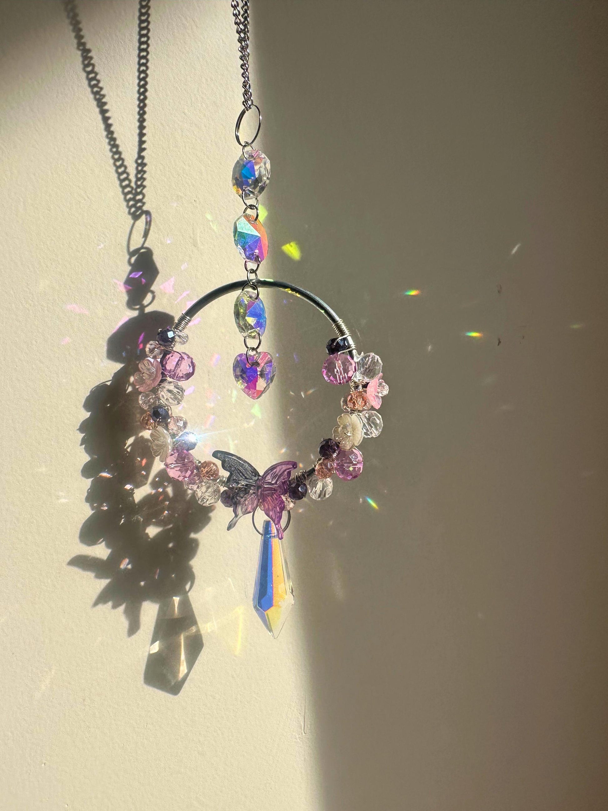 DIY Bloom Suncatcher Kit: Fairy Garden Crystal Prism, Pastel Beads
