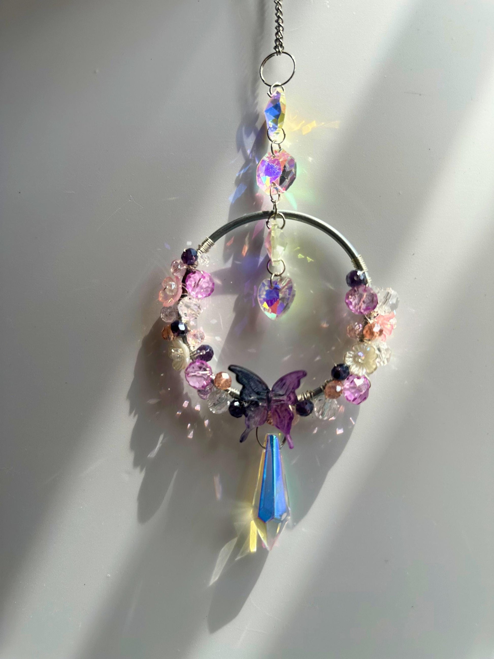 DIY Bloom Suncatcher Kit: Fairy Garden Crystal Prism, Pastel Beads