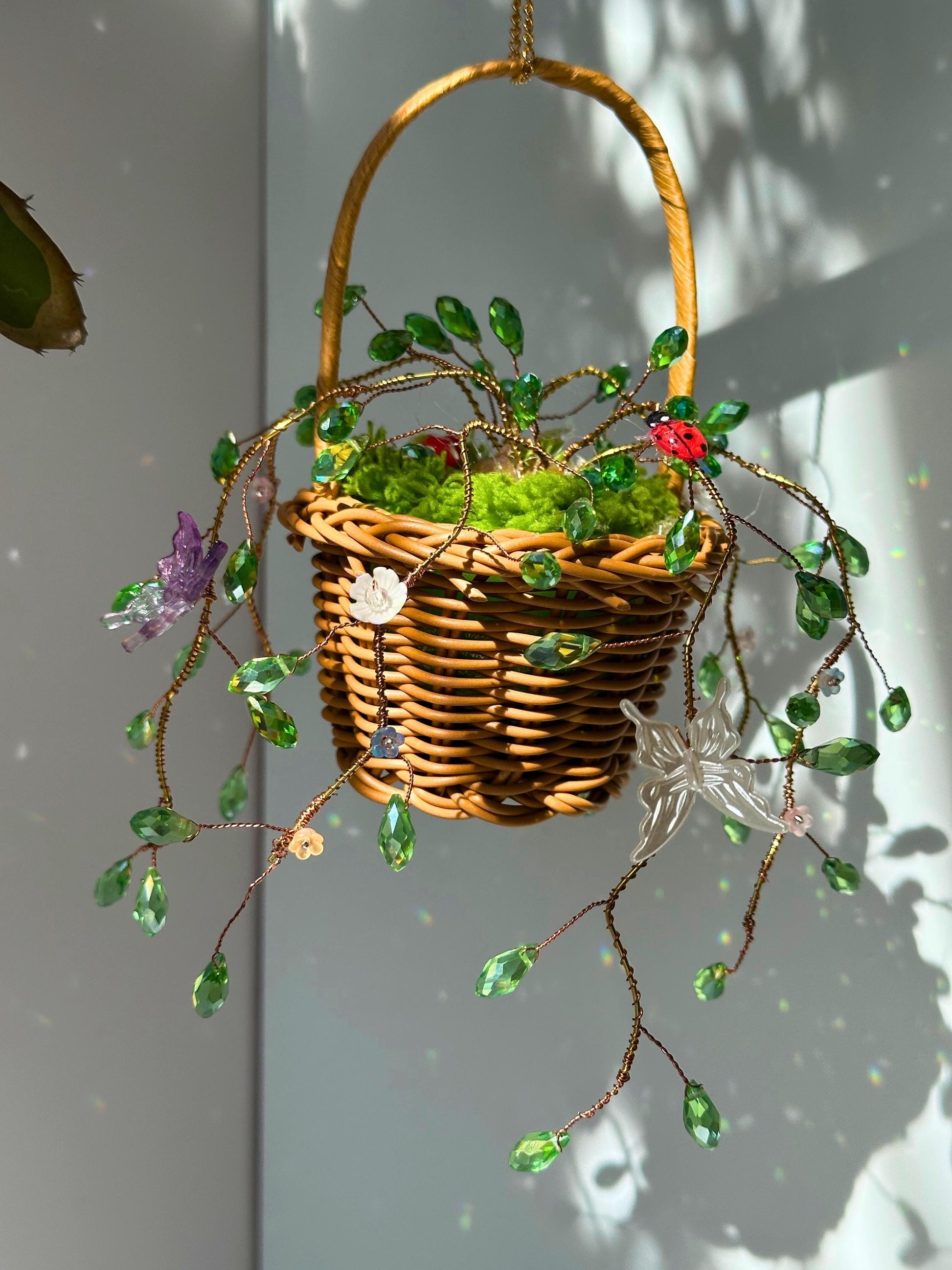 DIY Plant Suncatcher Kit: Crystal Beads, Metal Charms, Rainbow Prism