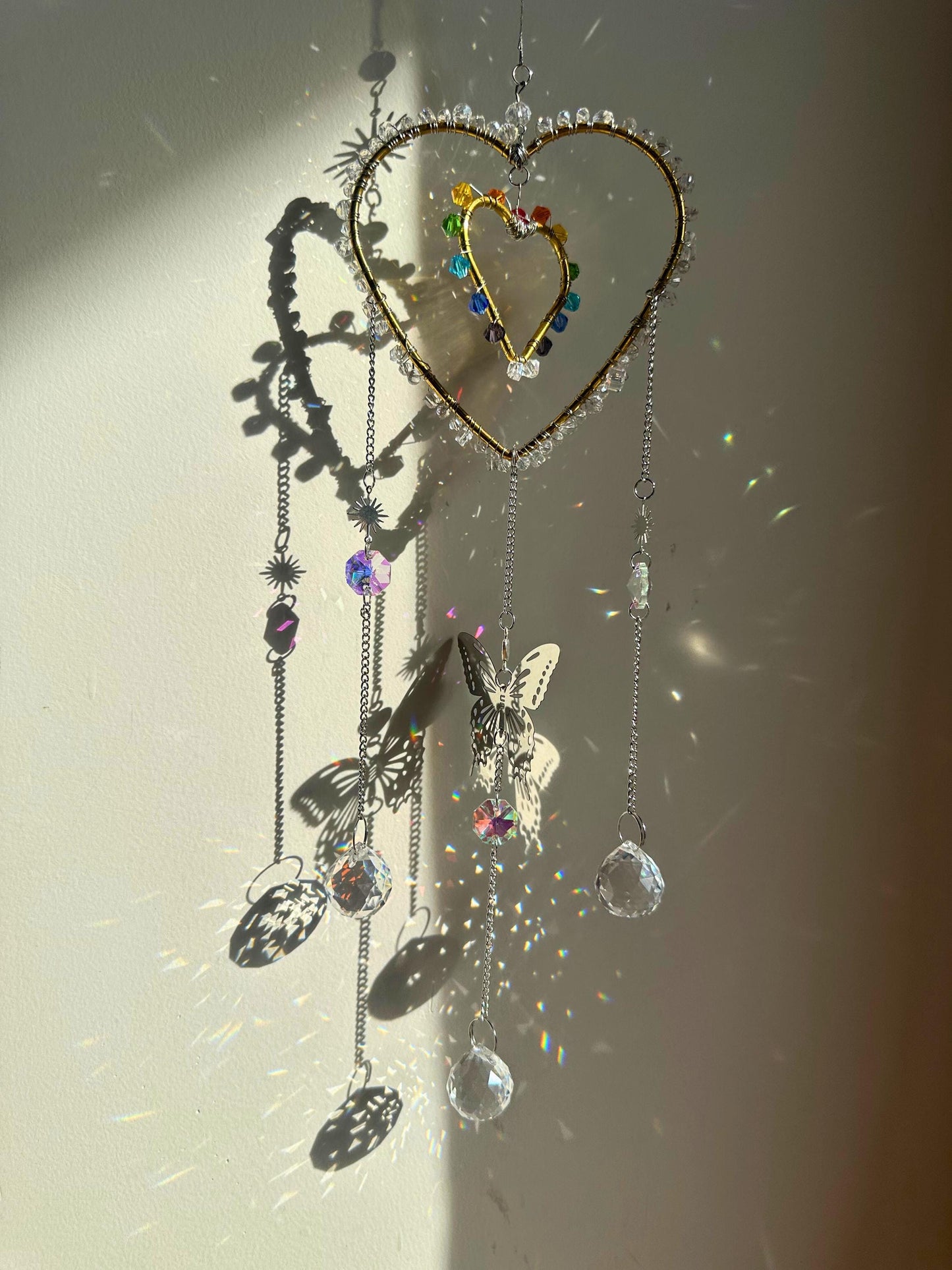 DIY Heart Suncatcher Kit: Crystal Prisms, Charms, Window Art