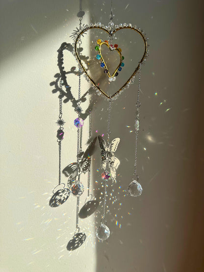 DIY Heart Suncatcher Kit: Crystal Prisms, Charms, Window Art