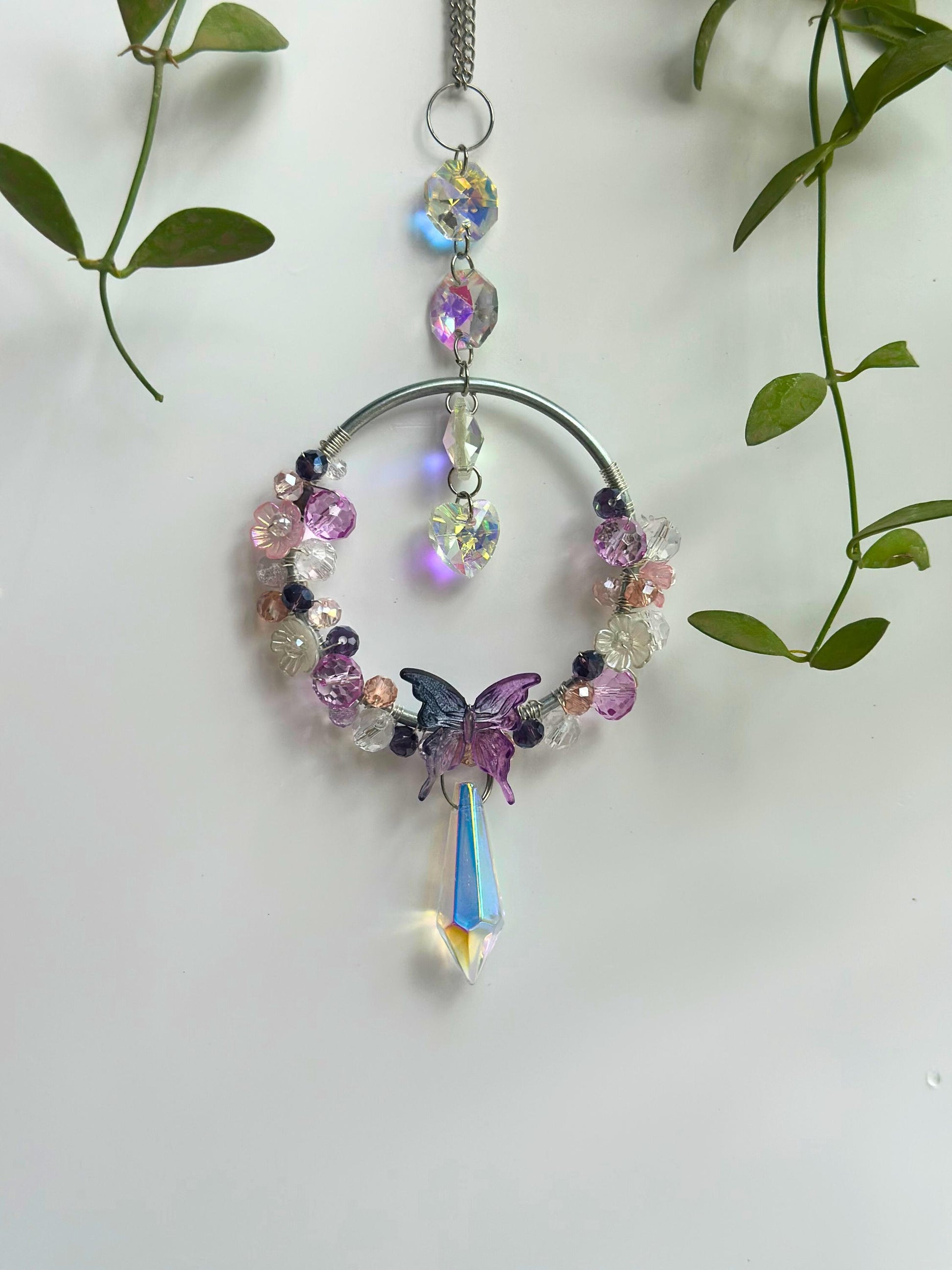 DIY Bloom Suncatcher Kit: Fairy Garden Crystal Prism, Pastel Beads