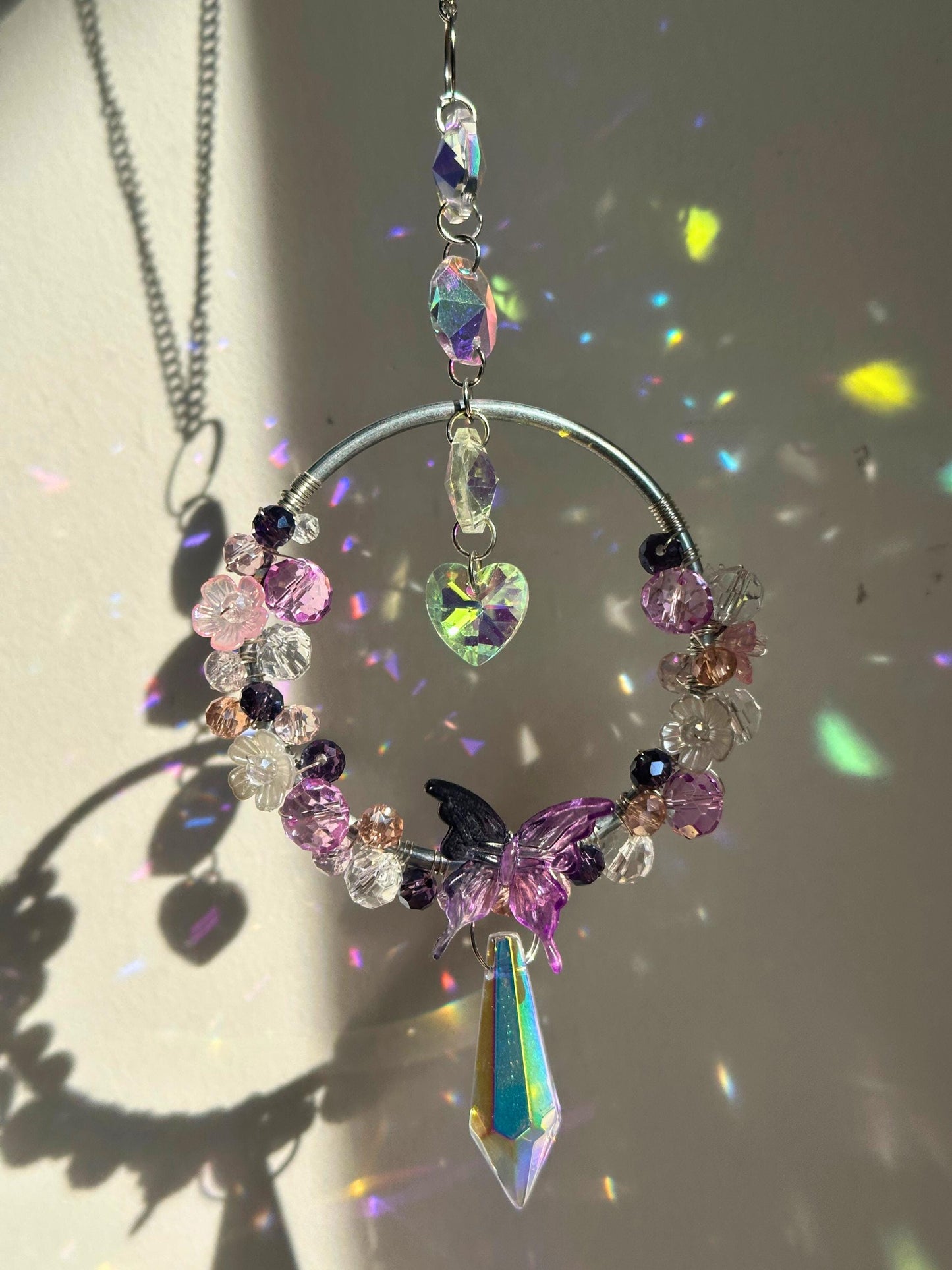 DIY Bloom Suncatcher Kit: Fairy Garden Crystal Prism, Pastel Beads