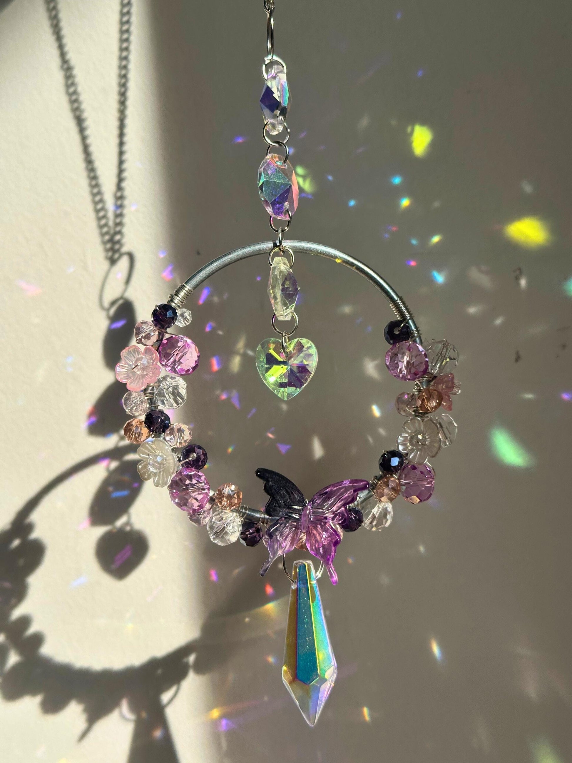 DIY Bloom Suncatcher Kit: Fairy Garden Crystal Prism, Pastel Beads