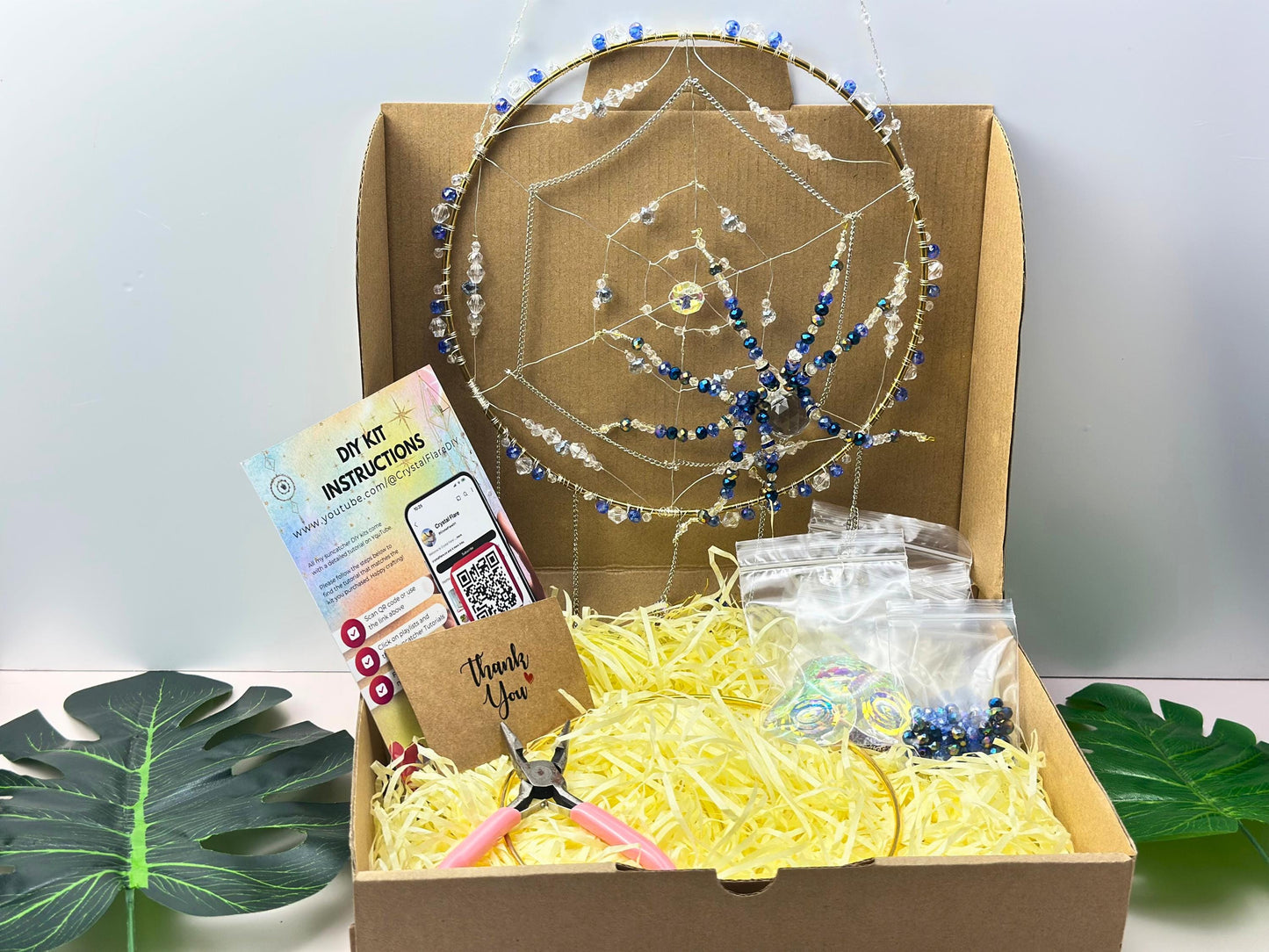 Spider Web Suncatcher DIY Kit: Create Your Own Crystal Window Art