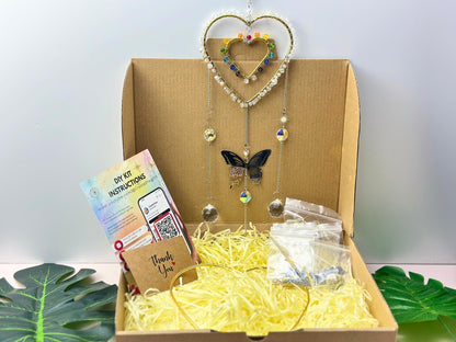 DIY Heart Suncatcher Kit: Crystal Prisms, Charms, Window Art