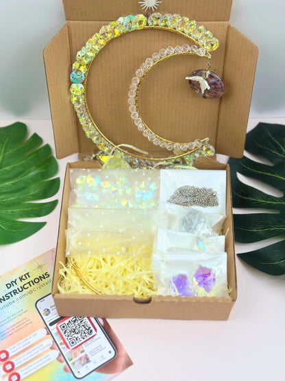 DIY Luna Suncatcher Kit: Crystal Moon Decor Craft