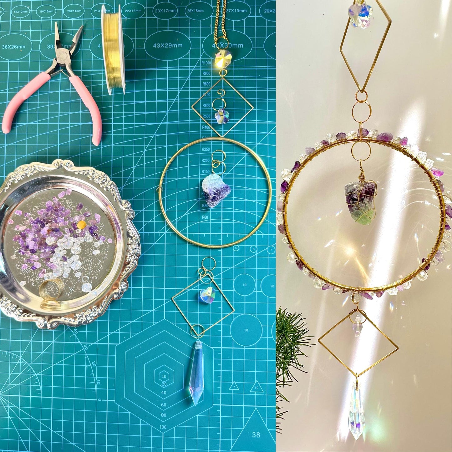 Amethyst Suncatcher DIY Kit: Crystal Prism, Spiritual Craft