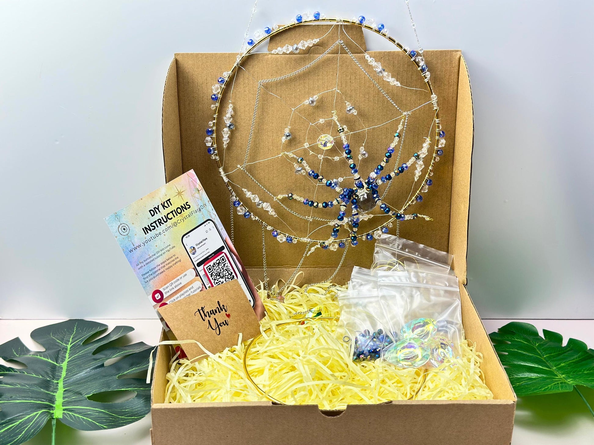 Spider Web Suncatcher DIY Kit: Create Your Own Crystal Window Art