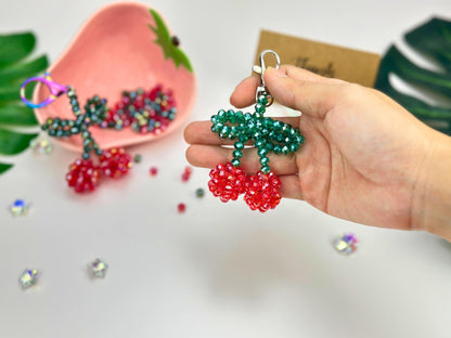 Cherry Keychain DIY Kit: Beaded Charm Craft - Kawaii Gift