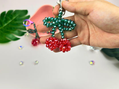Cherry Keychain DIY Kit: Beaded Charm Craft - Kawaii Gift