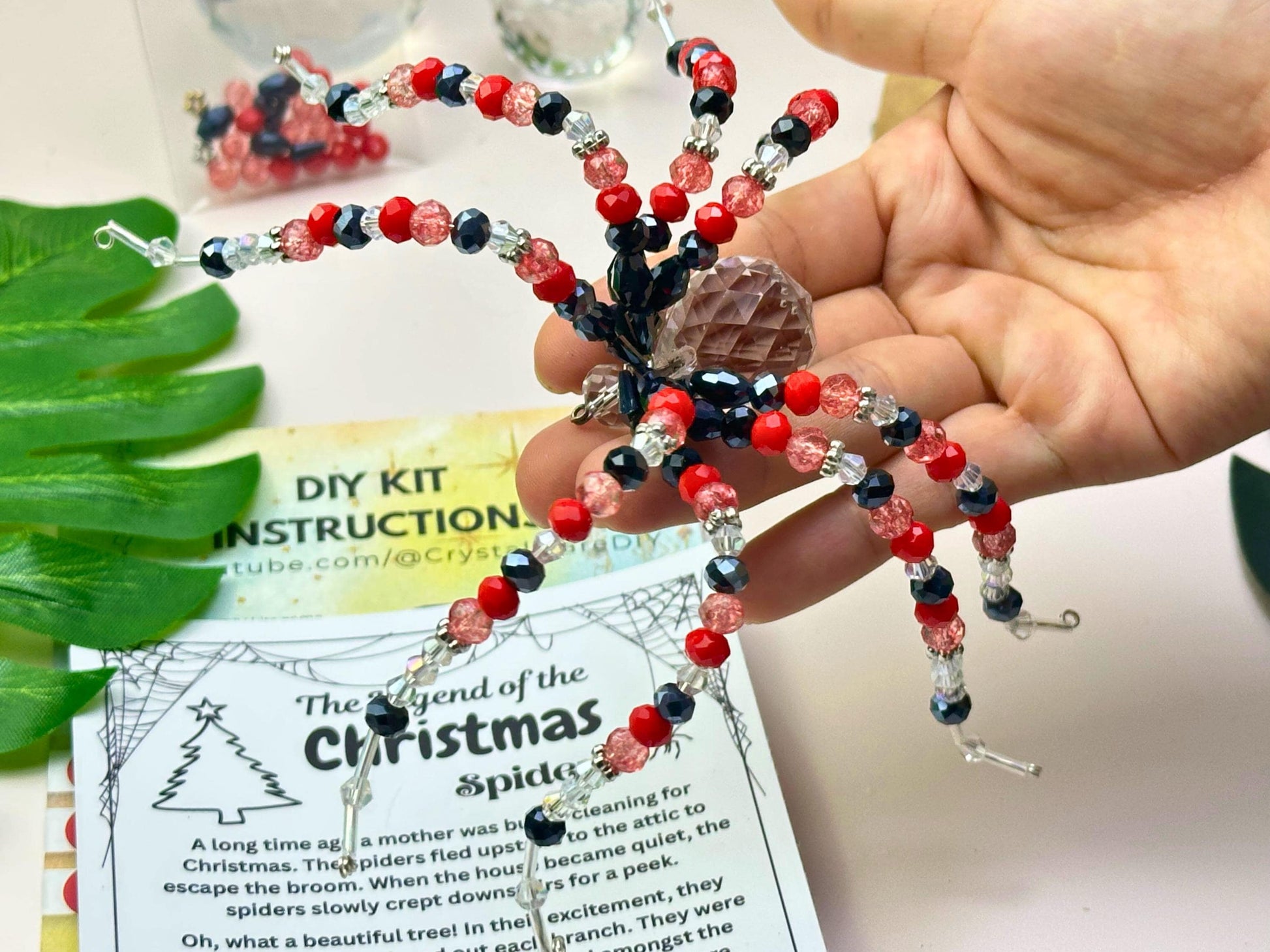 Spider Suncatcher DIY Kit: Crystal Bead & Prism - Halloween Christmas Craft