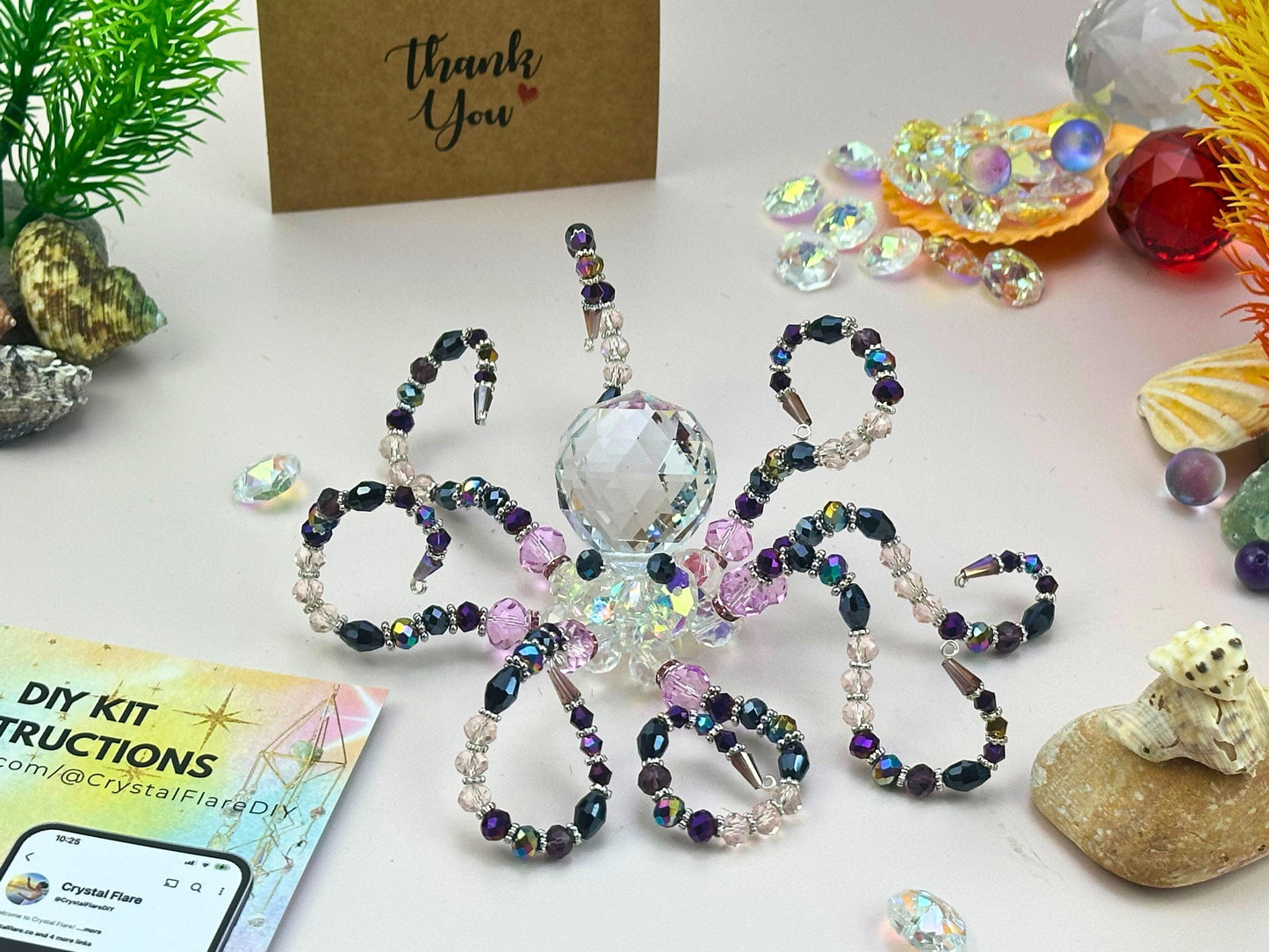 Finished Octopus crystal suncatcher — what this PDF tutorial teaches you to make