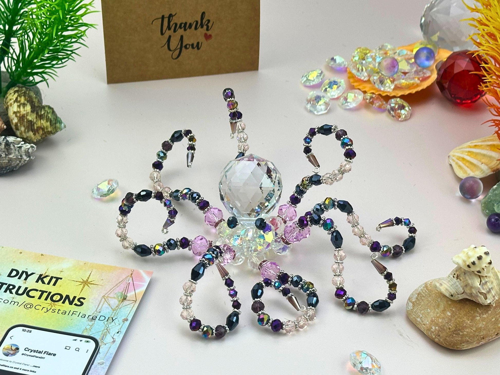Finished Octopus crystal suncatcher — what this PDF tutorial teaches you to make