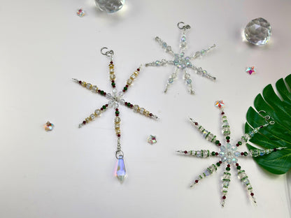 Snowflake Suncatcher DIY Kit: 3-in-1 Craft | Crystal Holiday Winter Decor