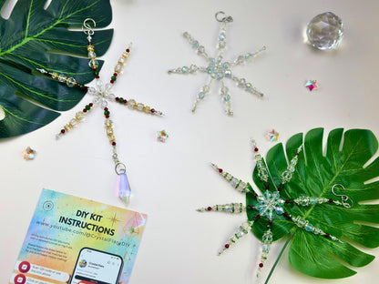 Snowflake Suncatcher DIY Kit: 3-in-1 Craft | Crystal Holiday Winter Decor