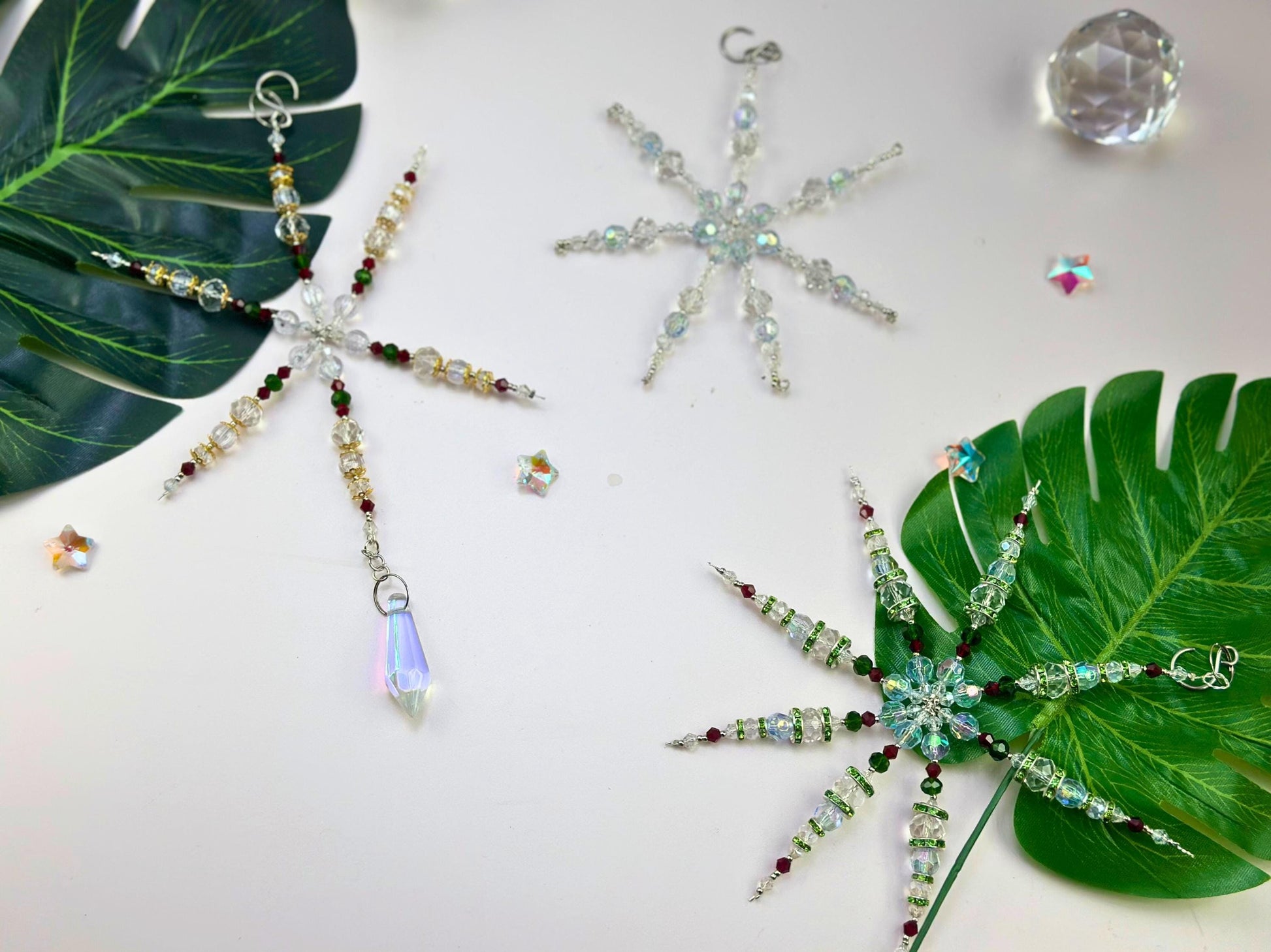 Snowflake Suncatcher DIY Kit: 3-in-1 Craft | Crystal Holiday Winter Decor