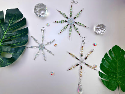 Snowflake Suncatcher DIY Kit: 3-in-1 Craft | Crystal Holiday Winter Decor