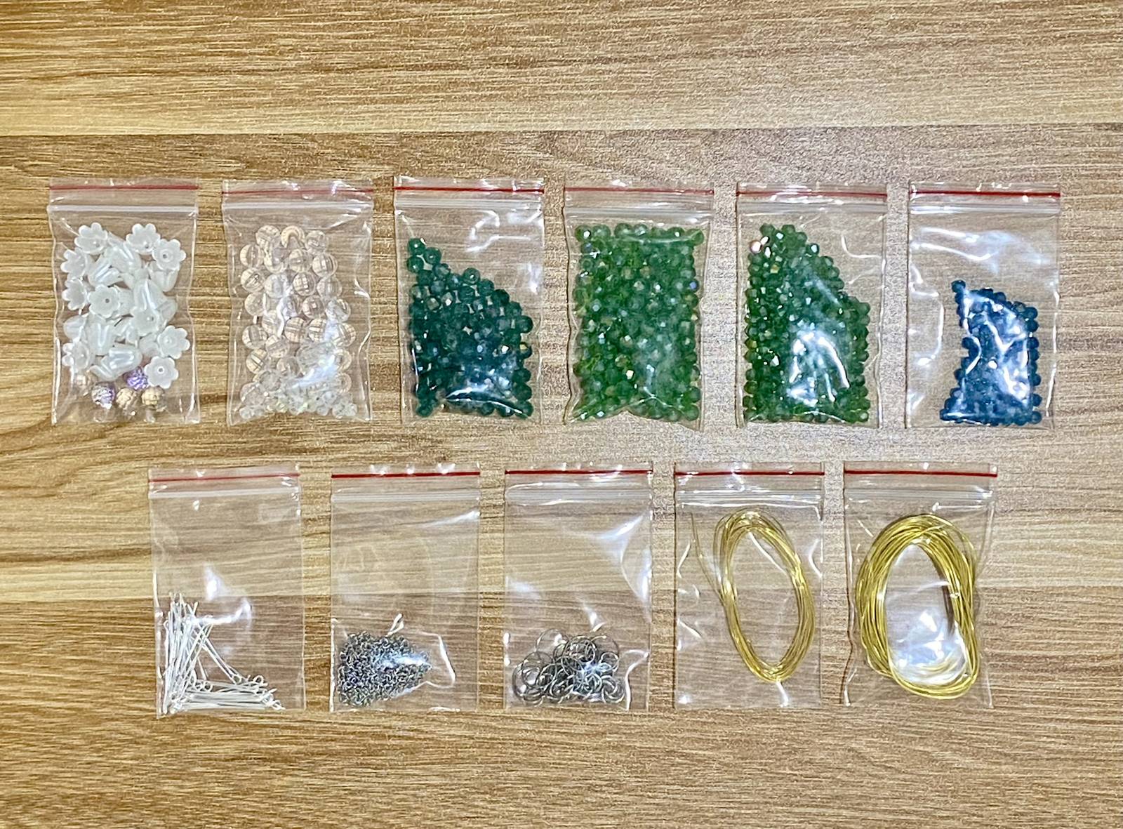 Lily of the Valley Suncatcher DIY Kit - materials laid out