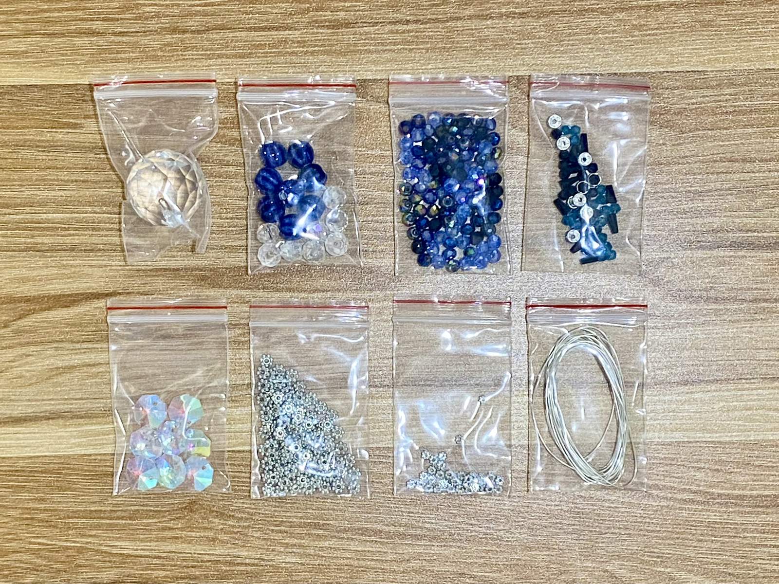 Octopus Suncatcher DIY Kit - materials laid out (Blue)