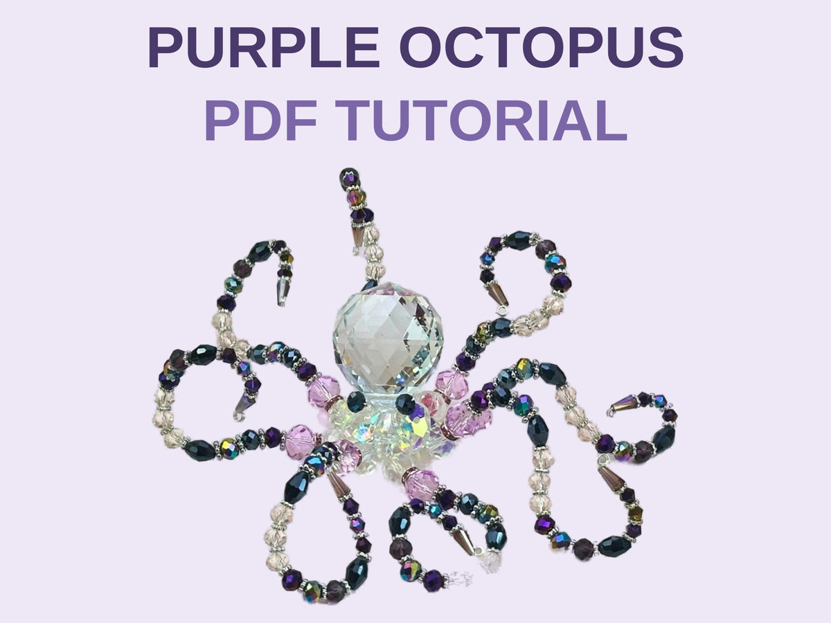 Purple Octopus Suncatcher PDF Tutorial - 12 pages, 24 step photos