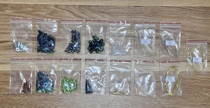 Peacock Suncatcher DIY Kit - materials laid out