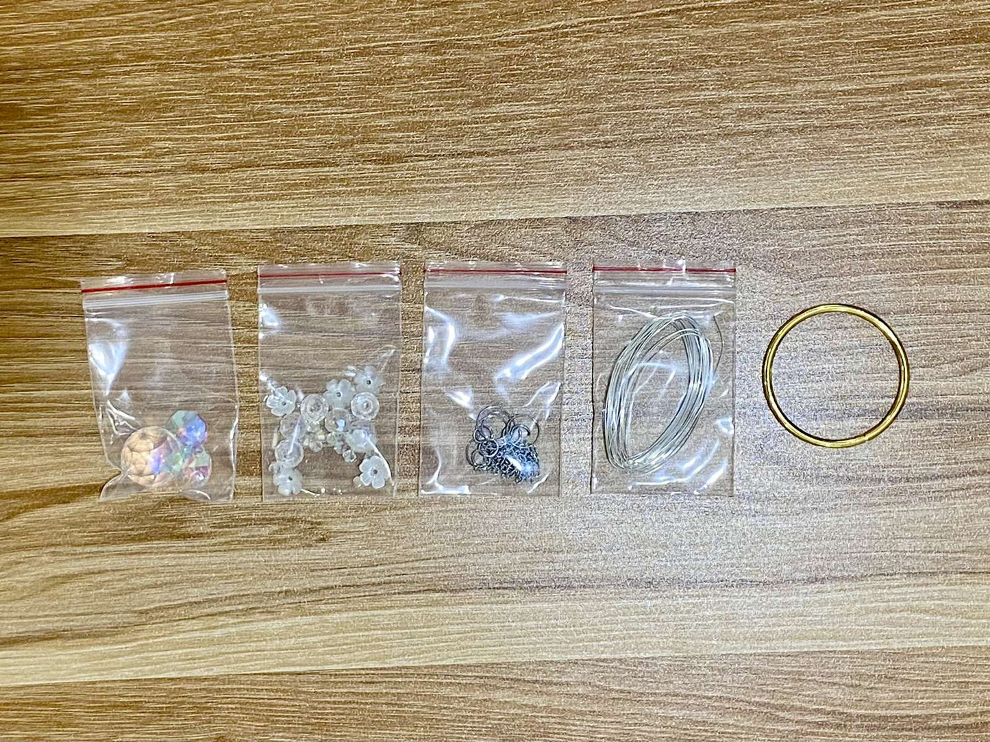 Pear Blossom Suncatcher DIY Kit - materials laid out
