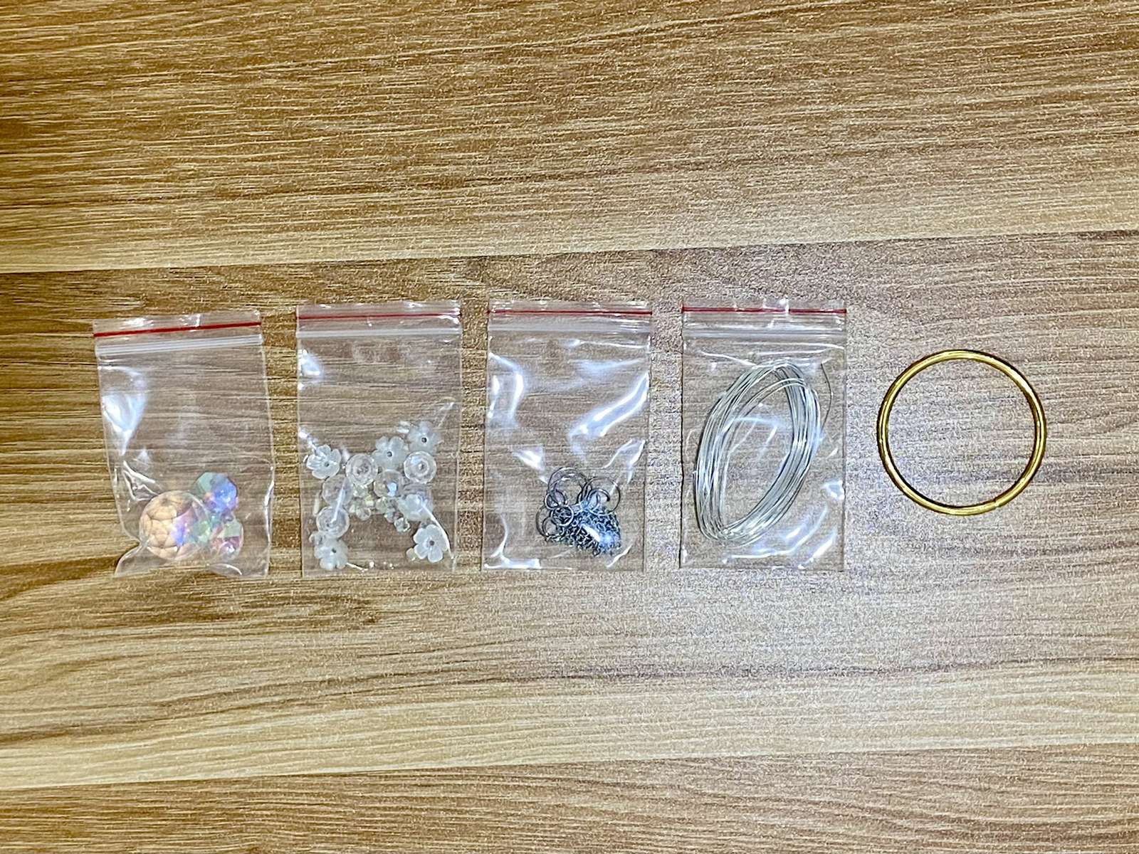Pear Blossom Suncatcher DIY Kit - materials laid out