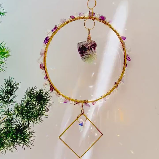 Amethyst Suncatcher DIY Kit: Crystal Prism, Spiritual Craft