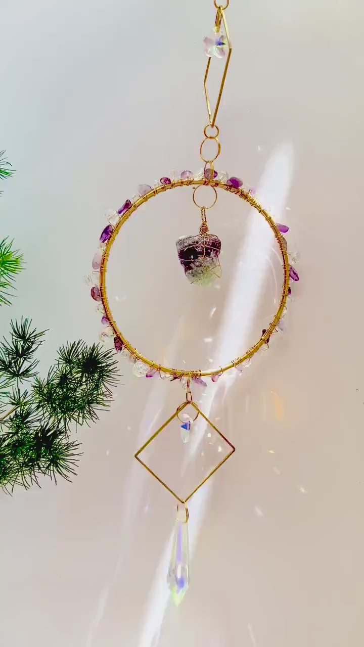 Amethyst Suncatcher DIY Kit: Crystal Prism, Spiritual Craft