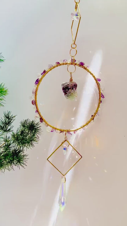 Amethyst Suncatcher DIY Kit: Crystal Prism, Spiritual Craft