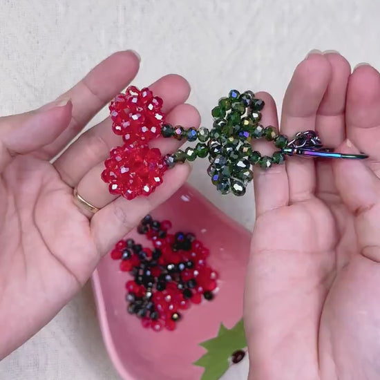 Cherry Keychain DIY Kit: Beaded Charm Craft - Kawaii Gift