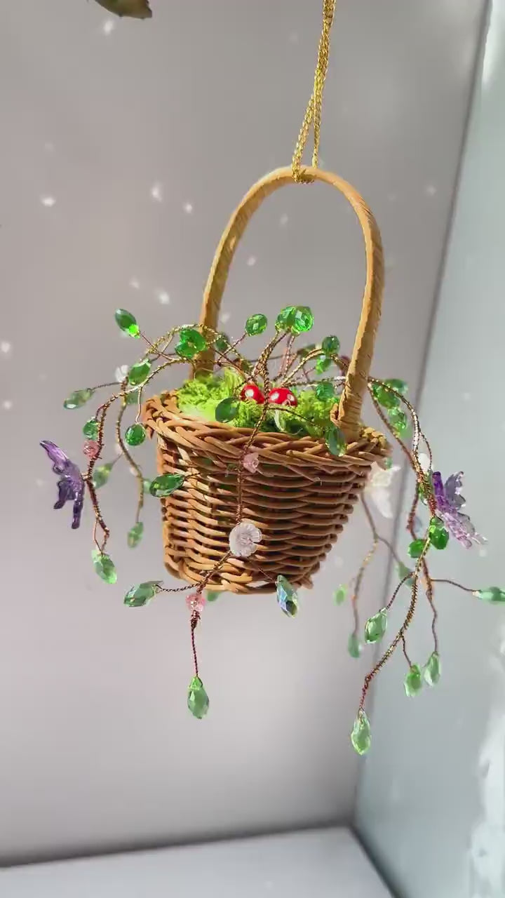 DIY Plant Suncatcher Kit: Crystal Beads, Metal Charms, Rainbow Prism