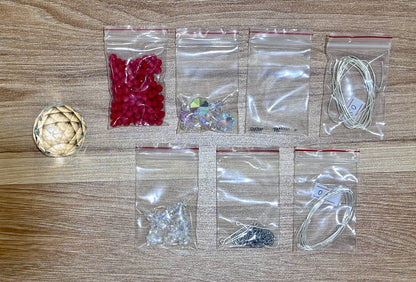 Santa Gnome Suncatcher DIY Kit - materials laid out