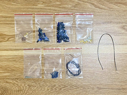 Scorpion Suncatcher DIY Kit - materials laid out (Blue)