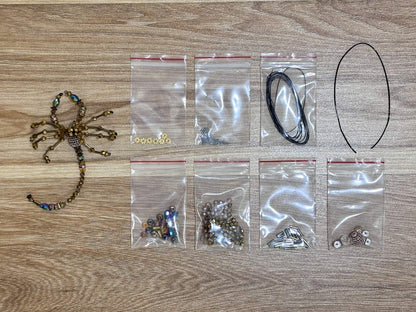 Scorpion Suncatcher DIY Kit - materials laid out (Gold)