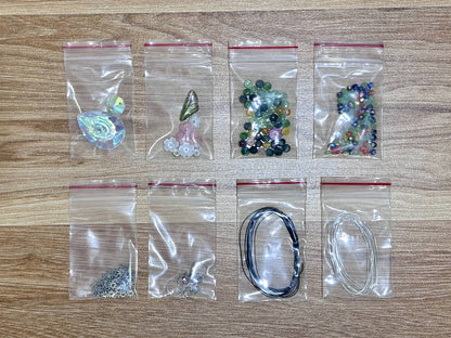 Seahorse Suncatcher DIY Kit - materials laid out