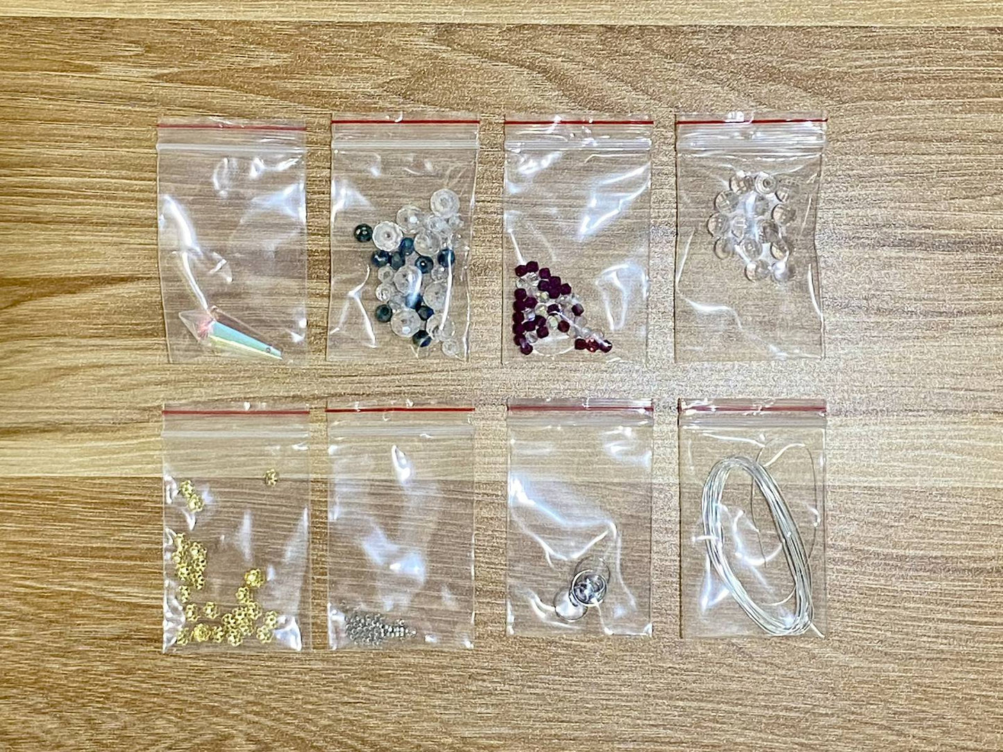 Snowflake Suncatcher DIY Kit - materials laid out (style 3)