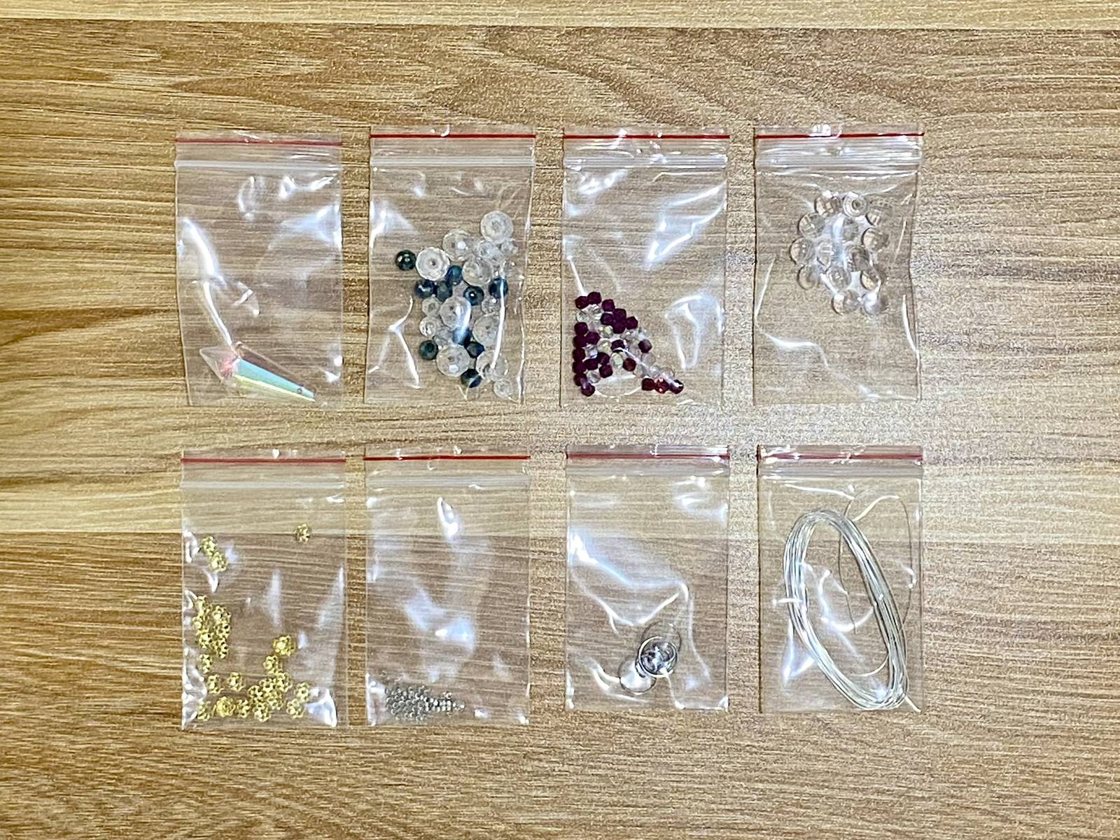 Snowflake Suncatcher DIY Kit - materials laid out (style 3)